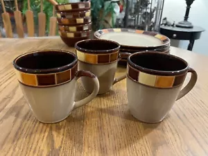 3er Set * Gibson Elite Casa Estebana TASSEN Mosaik braun - Bild 1 von 10