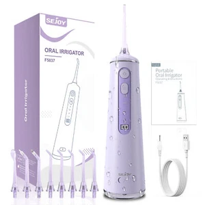 SEJOY Water Flosser Kabellos 300 ML Zahnseide Zähne Munddusche 8 Jet Tips - Bild 1 von 18