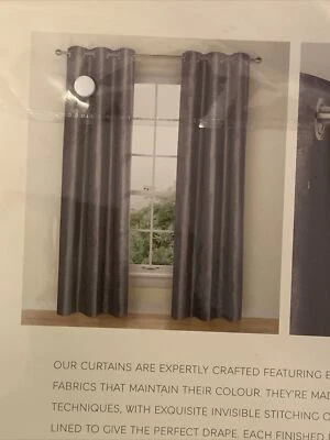 M&S Lined Luxurious Chenilleeyelet Curtain RRP£119W160cm /L183cm Charcol - Image 1 of 4