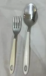 Vintage 1971 Casualware Edelstahl Imperial Gabel Löffel weißer Griff Silberbesteck - Bild 1 von 9
