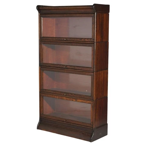 Antique Arts & Crafts Mission Oak Four Stack Barrister Bookcase circa 1910 Cover