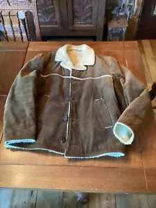 Sir Jac 1970's Vintage Brown Corduroy Jacket Coat with Sherpa Lining Size M/L - Picture 1 of 9