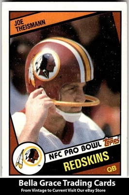 1984 Topps Joe Theismann #390 Washington Redskins NFL Football - Image 1 of 2