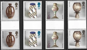 1987 Sg 1371/1374 Studio Pottery Gutter Pairs MNH - Picture 1 of 2