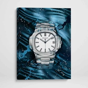 Impresión de arte de pared en lienzo inspirada en Patek Philippe Nautilus - Impresión de póster de arte de reloj - Imagen 1 de 10