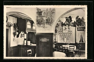 AK Heidelberg, Historisches Gasthaus Künstlerstube Goldener Hecht, Innenansicht - Picture 1 of 2