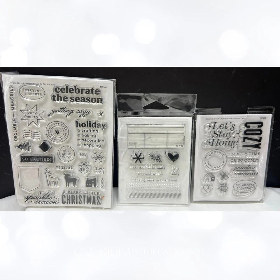 Studio Calico NAVIDAD Acogedor Planificador de Vacaciones Diario Estampillas de Goma Lote de 3 Foto 1 de 1