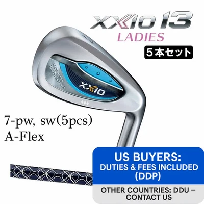 Dunlop XXIO 13 7-Pw, Sw Ladies Iron Set 5pcs Blue A-Flex MP1300L Japan Model - Image 1 of 4