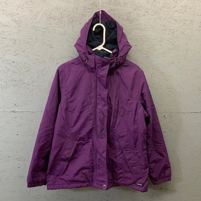 Lands' End Hooded Jacket Women's M Purple Full Zip Snap Button Lined Coat - Image 1 of 4