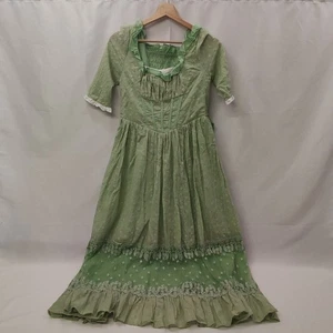 Abito donna in cotone verde stile leggero e floreale tg S/M - Picture 1 of 8