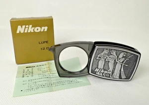 Lupa de Bolsillo Nikon 12D Plata Egipto Diseño Jeroglífico Casi Como Nueva Hecha en Japón - Imagen 1 de 12