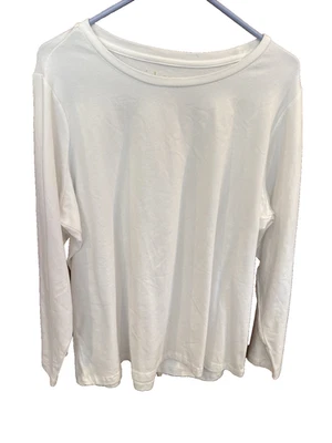 Camiseta Top Denim & Co. Cuello Redondo Manga Larga Blanca 1X Foto 1 de 4