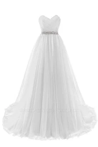 Damen Kleid Elegante Abendkleid Abschlussball Hochzeitskleid Weiß - Bild 1 von 3