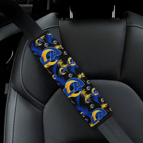 2pcs Los Angeles Rams Car Seat Belt Pad Hawaii Print The Shoulder Pad Cover Cover