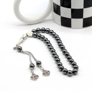8mm 33 beads Hematite Stone Islamic Prayer Tasbih Misbaha Eid gift Rosary beads - Picture 1 of 10