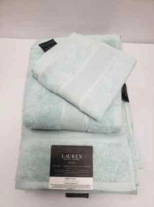Ralph Lauren Sanders Cotton 3-Pc Towel Set (Bath, Hand & Washcloth)  Lagoon Blue - Picture 1 of 4