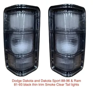 81-93 DODGE RAM Dakota Smoke clear Taillights W Thin Black Trim  DAKOTA 88/96 - Picture 1 of 1