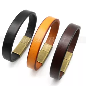 MEN/ Women Cowboy Vintage Brown Genuine Leather Bracelet / Wrist Bangle - Picture 1 of 17