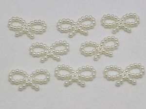 200 Ivory Acrylic Pearl Dotted Bowknot Bow Tie 18X10mm Scrapbook Craft