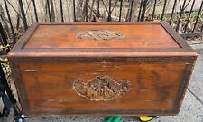 Ornate Hand Carved Figural Chinese Blanket Chest. Semi-Aromatic Lining