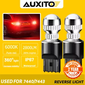 AUXITO 7443 LED Rear Tail Brake Stop Parking Light Bulbs Red Bulbs 7440 7444 - Foto 1 di 11