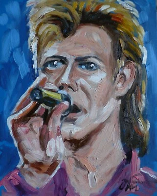 David Bowie Singer Music Oil Painting Dorothy Laz - Image 1 of 4