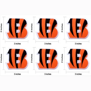 6 pieces Cincinnati Bengals "B" 3"x2" Embroidered Iron On Patch Free Shipping - Picture 1 of 1