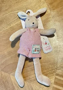 La Grande Famille Moulin Roty Stuffed Rabbit Animal 12” Plush Bunny in Romper - Picture 1 of 5