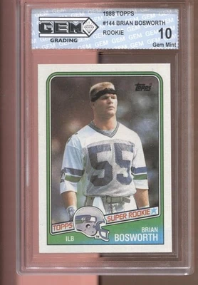 1988 Brain Bosworth Topps No144 Gem Mint 10 RC дебютант Seattle Seahawks - Изображение 1 из 2