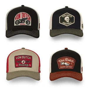 VON DUTCH Originals Semi-Curved Trucker Cap - Motorcycle Skull Diavolo Occhio - Foto 1 di 28