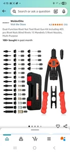 Kit utensili dado rivetto 16 pollici 12 mandrini metrici SAE 176 pezzi assortimento per lavoro - Foto 1 di 6