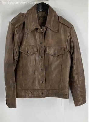 Chaqueta de Camionero Top Gear Mujer Cuero Marrón L/S Botón Delantero Talla Aprox M Foto 1 de 4