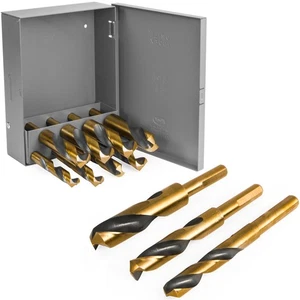 XtremepowerUS 8-Pieces Jumbo Silver & Deming Drill Bit Set Index 9/16" To 1" - Picture 1 of 10