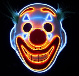 Grinning LED Clown Halloween Mask~Happy Smiling Joker Style~Plastic PVC - Picture 1 of 5