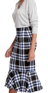 Marks & Spencer blue mix light texture check midi skirt BNWT size 20 - Picture 1 of 6