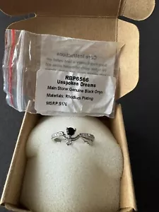Bomb Party Ring RBP6566 “Unspoken Dreams” Genuine Black Onyx rhodium plated sz 9 - Picture 1 of 3
