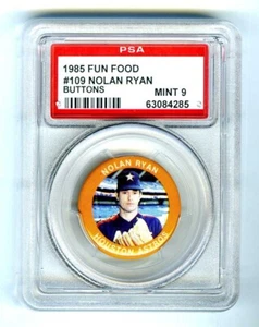 NOLAN RYAN~HOUSTON ASTROS~RARE POP 41~1985 FUN FOOD BUTTONS PSA-9 MINT CARD #109 - Picture 1 of 2
