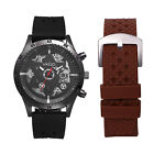 Mens Miltary Tactical Silicone Band Quartz Wrist Watch With Replacement Strap