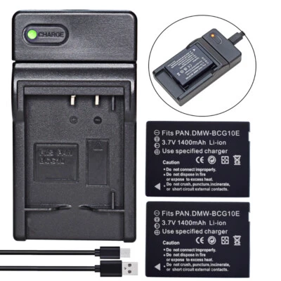 2x Battery +Slim Charger for Panasonic Lumix DMC-TZ6 TZ7 TZ8 TZ10 TZ18 TZ20 TZ22 - Image 1 of 4