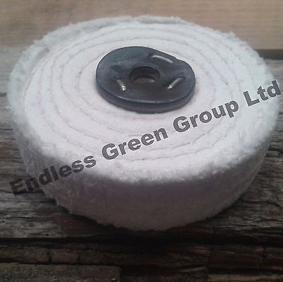 4  Stitched Cotton Buffing Wheel Metal Polishing & Cleaning 100mm X 25mm C100/2 • 13.40£