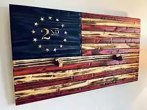 New Wooden American Flag 2A Useful Rack 19” X 36” | Handmade Distressed Finished - Picture 1 of 6