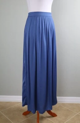 CHICOS NWT $89 Pleated Solid Wave Blue A-Line Maxi Skirt Size 00 US 2 - Image 1 of 4