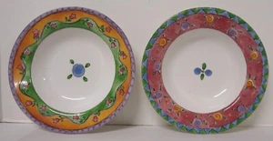 Sango Sweet Shoppe Rim Soup Bowls Cranberry Twirl 3025 Key Lime 3024 Set 2 - Picture 1 of 4