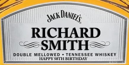 PERSONALISED GENTLEMAN JACK WHISKY BOTTLE LABEL - PARTY / BIRTHDAY WHISKEY 70CL