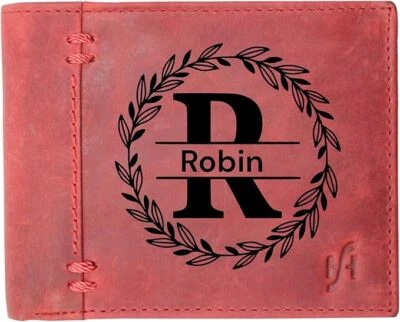 Personalised Name Mens RFID Blocking Contactless Security Hunter Leather Wallet - Image 1 of 2