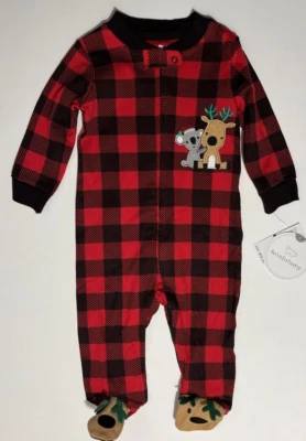 Koala Bebé Rojo/Negro Cuadros Reno/Koala Pie Una Pieza-Talla 6/9m NUEVO Foto 1 de 3