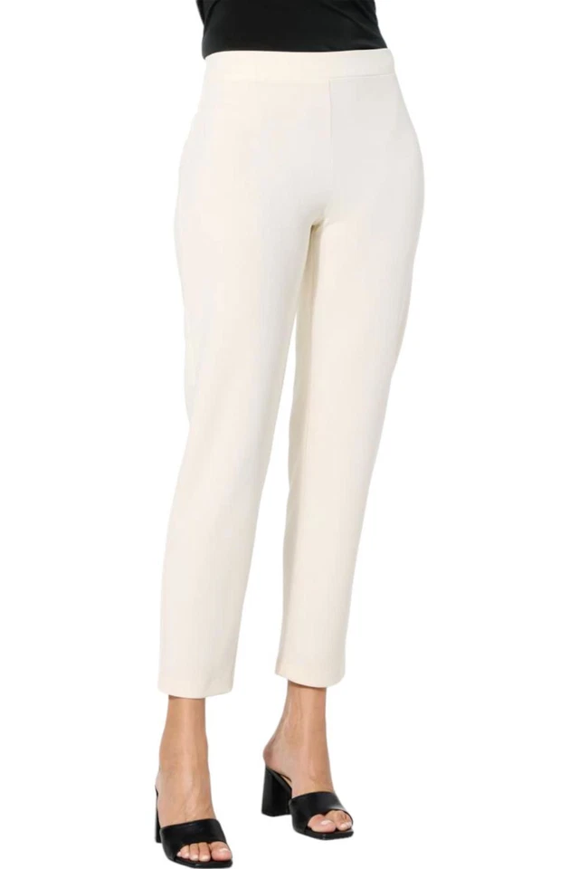 IMAN Global Chic Crepe Knit Slim Leg Ankle Pant Cream - Image 1 of 1