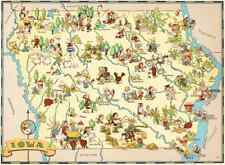 Canvas Reproduction Vintage Pictorial Map of Iowa Print Ruth Taylor 1935
