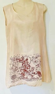 Top crema seda estampado a mano The People of the Labyrinths talla pequeña - Imagen 1 de 6