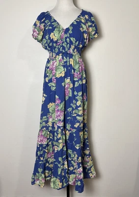 BETSEY JOHNSON Enchanted Garden Floral Maxi Dress Size XXL Smocked Cottage Fairy - Image 1 of 4